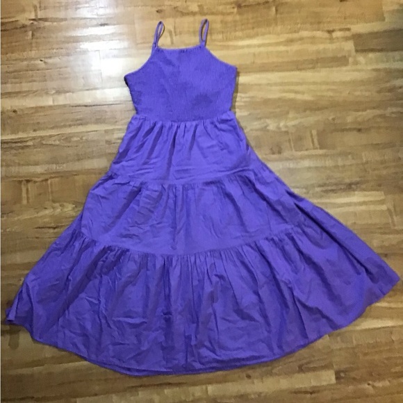 NWOT Women’s Cut Out Purple Tiered Peasant Dress - Picture 3 of 14